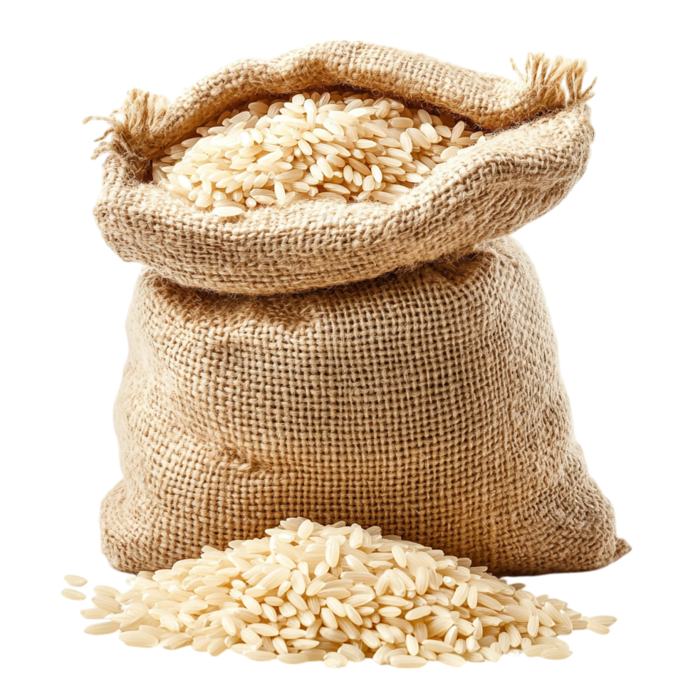 image of a sack of rice grains on at transparent background png