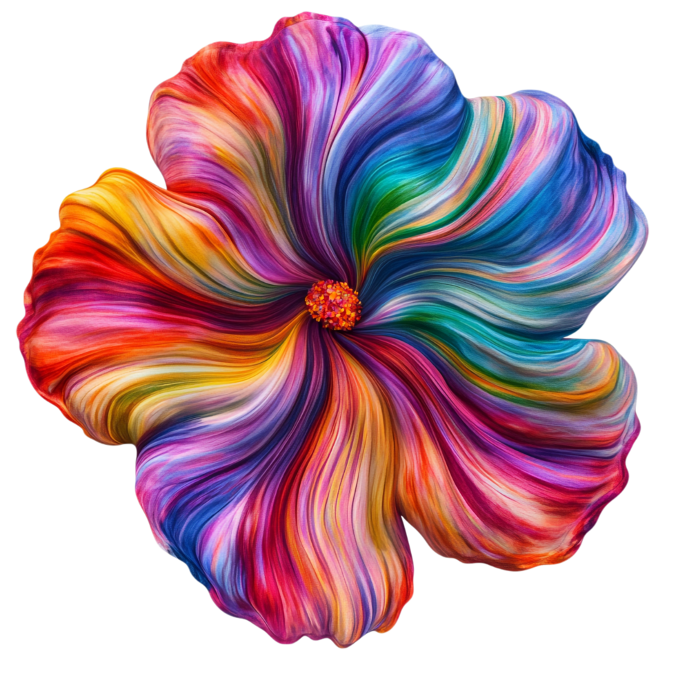A unique tie dye flower with vibrant swirling colors png