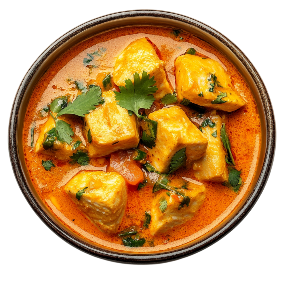 Fish Curry in a Bowl on transparent background png