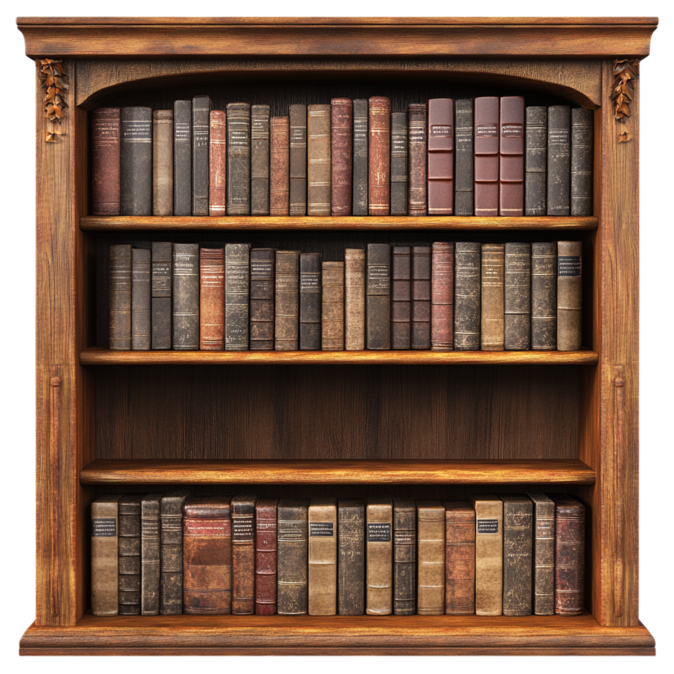 Book shelf isolated against a transparent background png