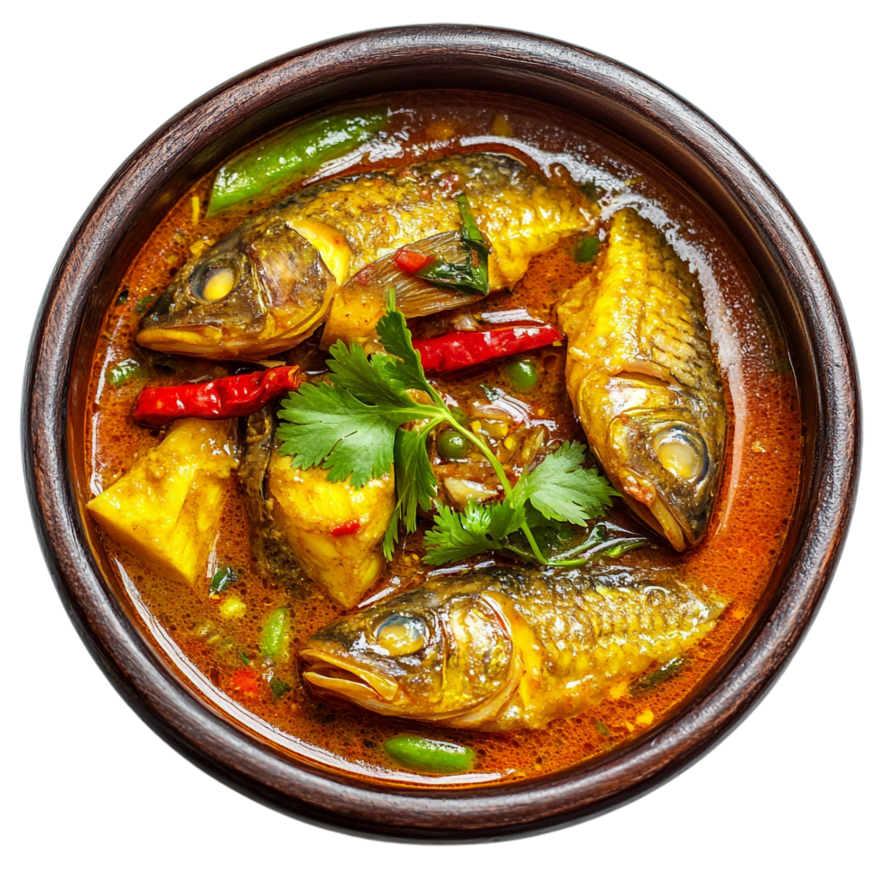 Fish Curry in a Bowl on transparent background png
