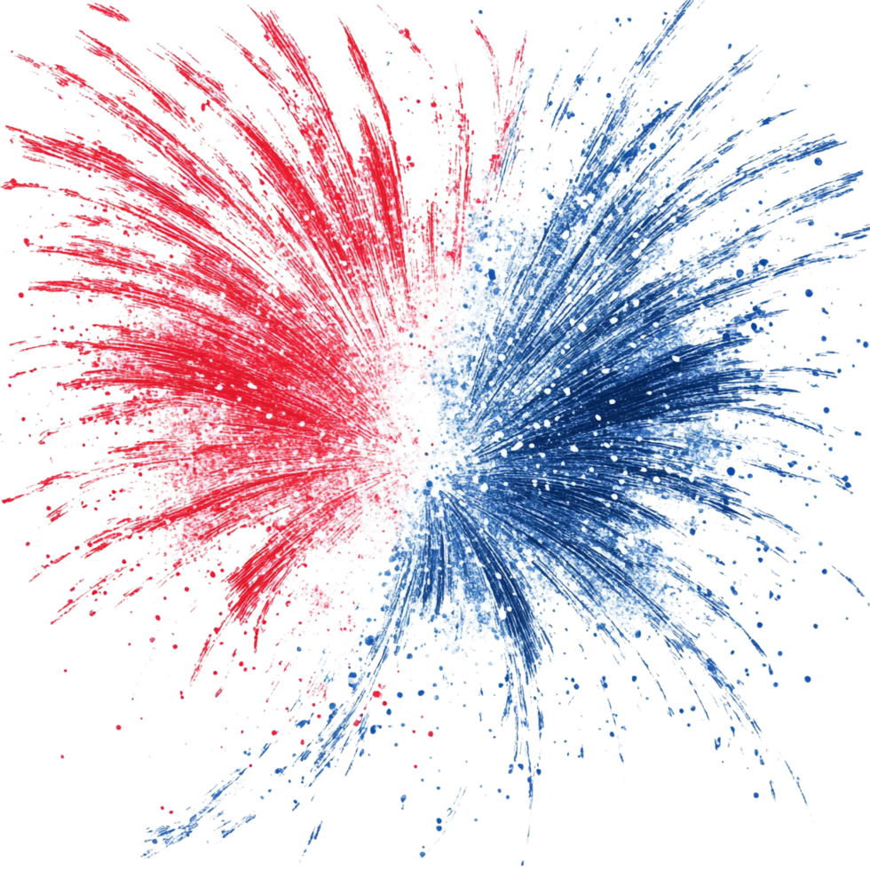 red and blue fireworks depicting America on a transparent background png