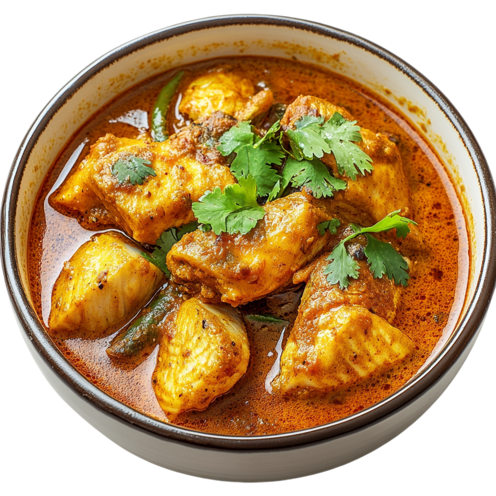 Fish Curry in a Bowl on transparent background png