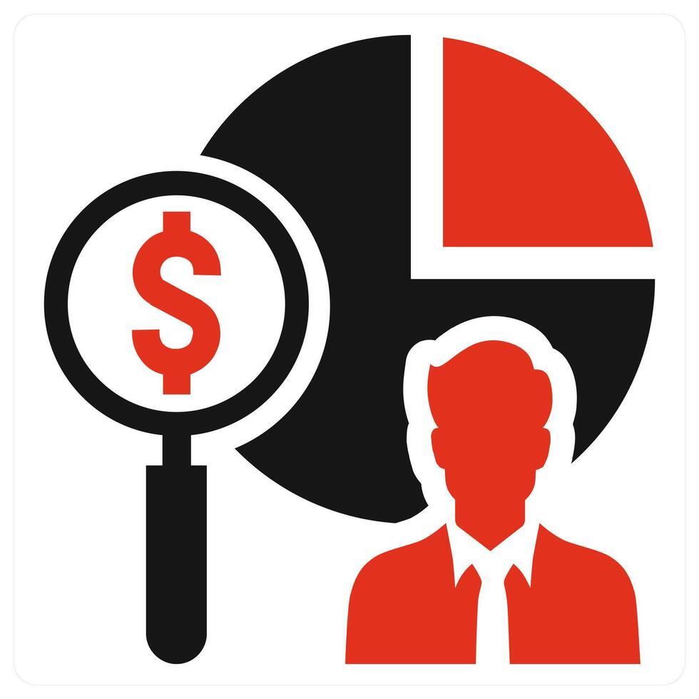 Analytics icon in red color vector