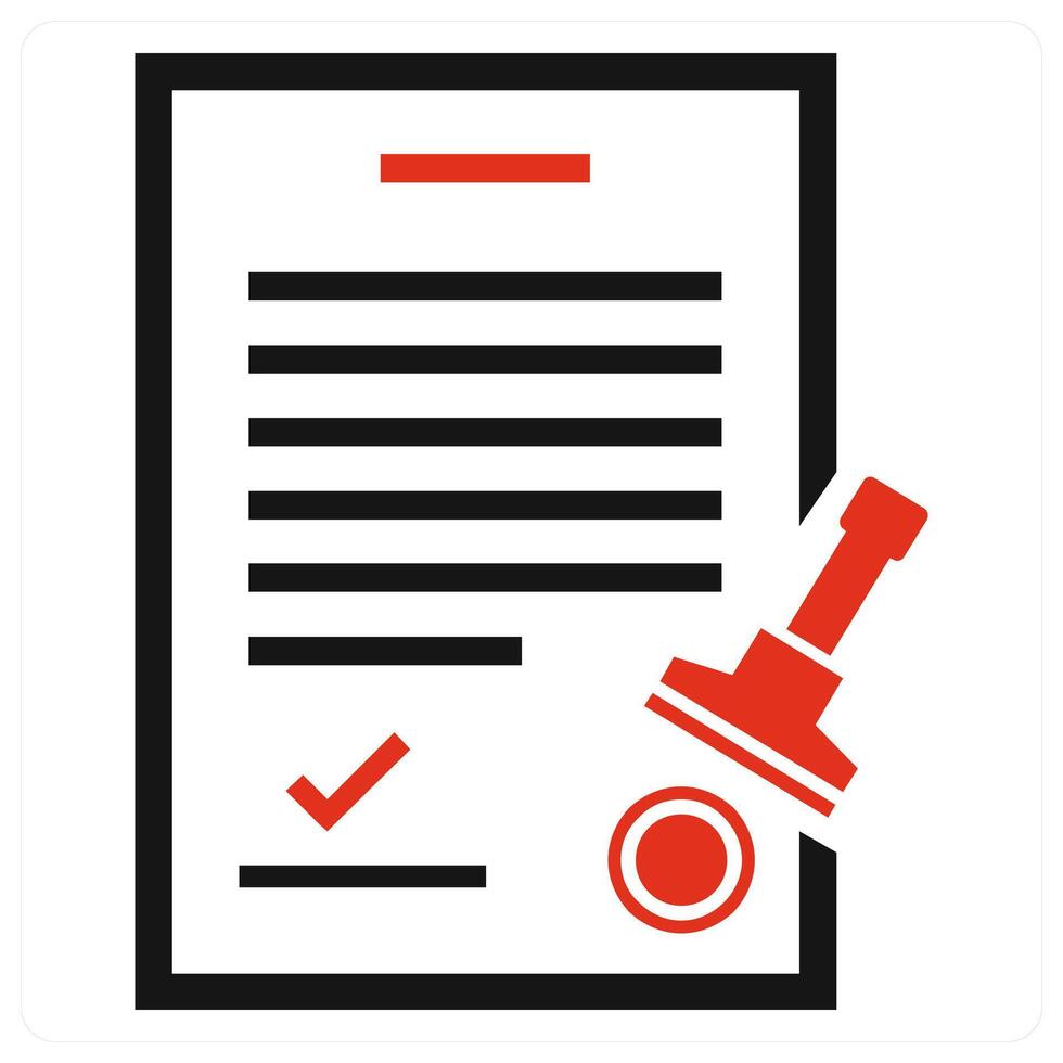 Agreement Approval icon concept in red color vector
