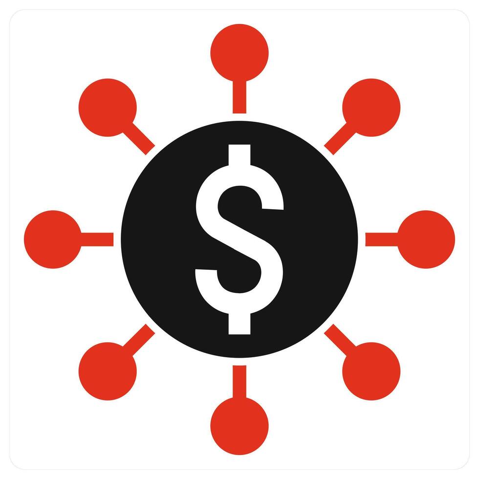 Allocation of Funds icon in red color vector