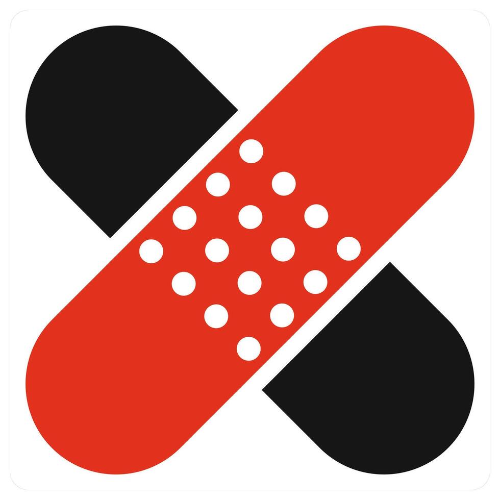 Bandage and aid icon concept in red color vector