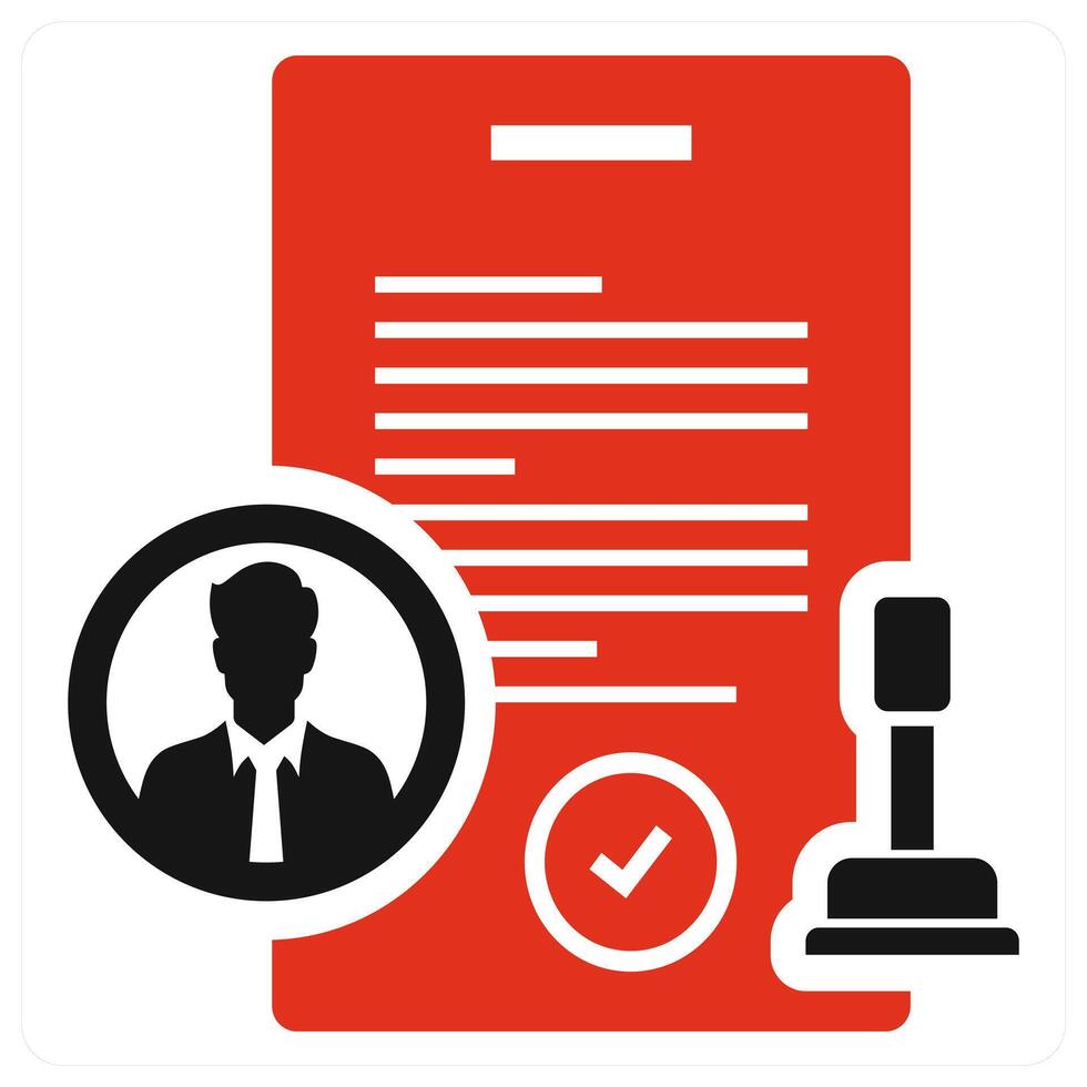 Approval icon concept in red color vector