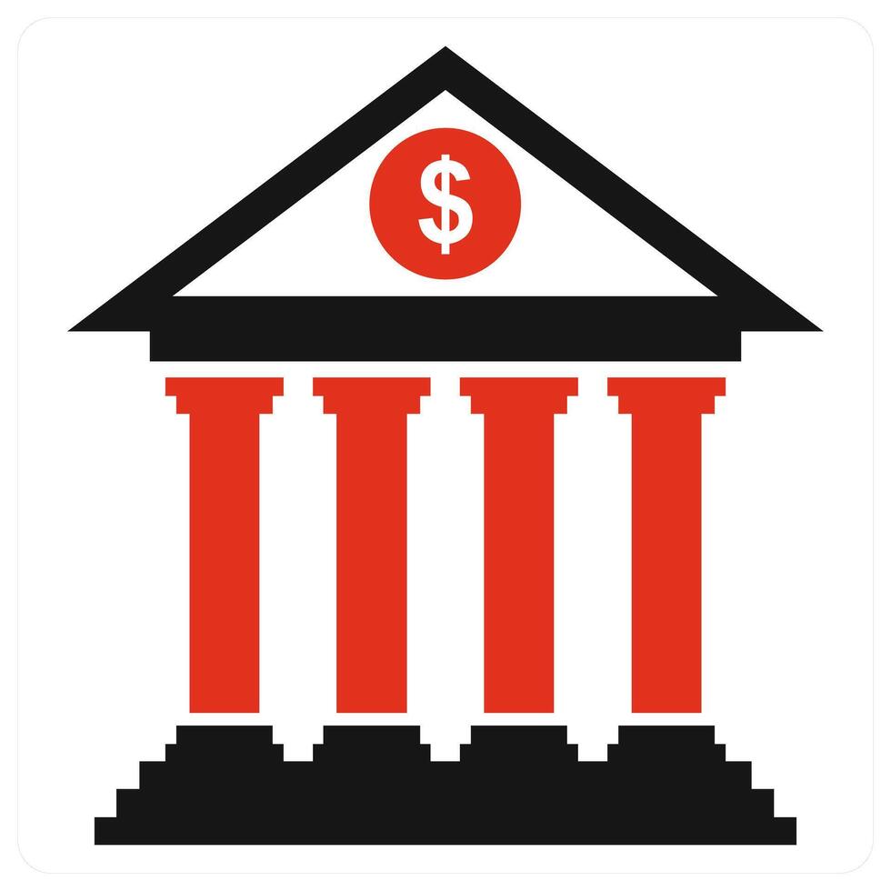 Bank icon concept in red color vector
