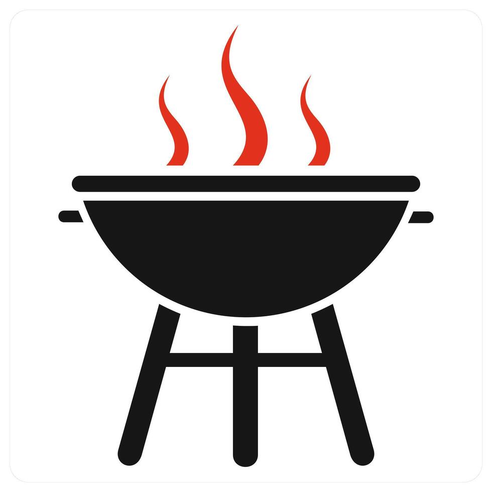 Barbeque icon concept in red color vector