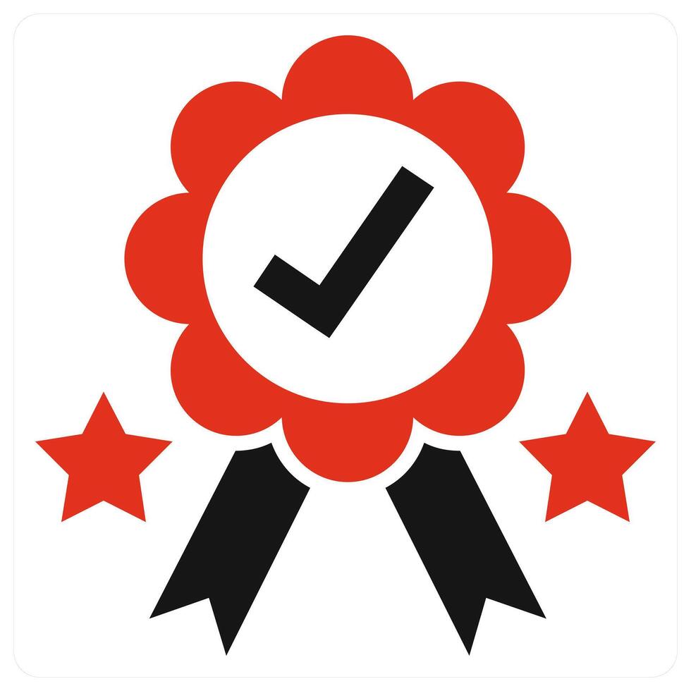 Badge and mission icon in red color vector