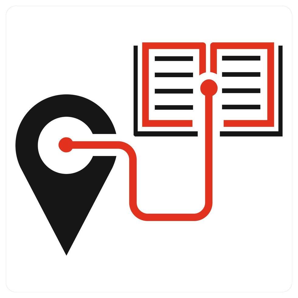 Book Store Location icon concept in red color vector