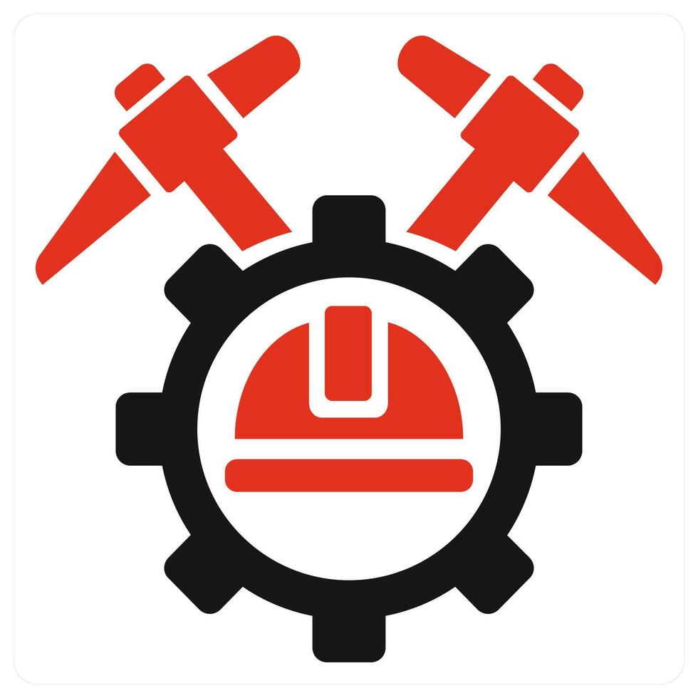 Bitcoin Mining icon concept in red color vector