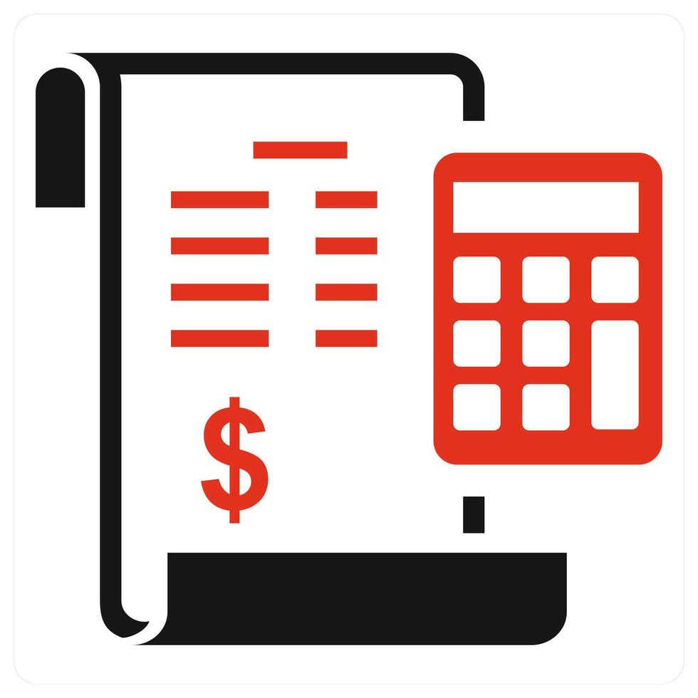 Bill and receipt icon concept in red color vector