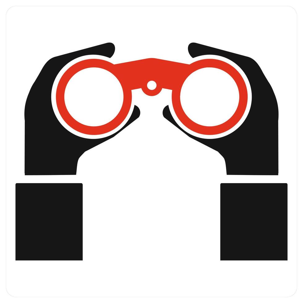 Binoculars icon concept in red color vector