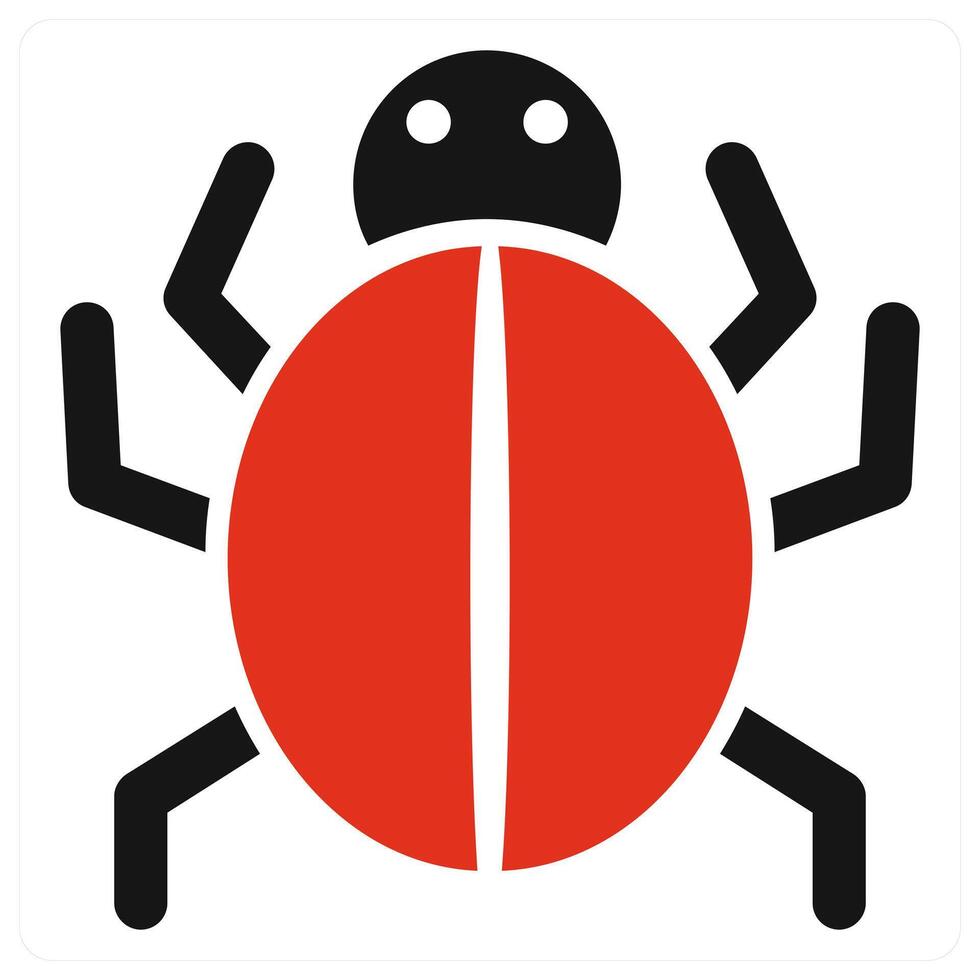 Bug and virus icon concept in red color vector