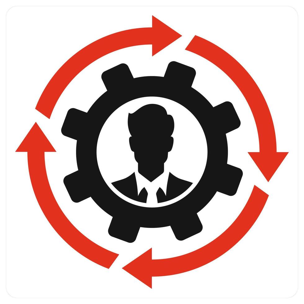 Business Process icon concept in red color vector