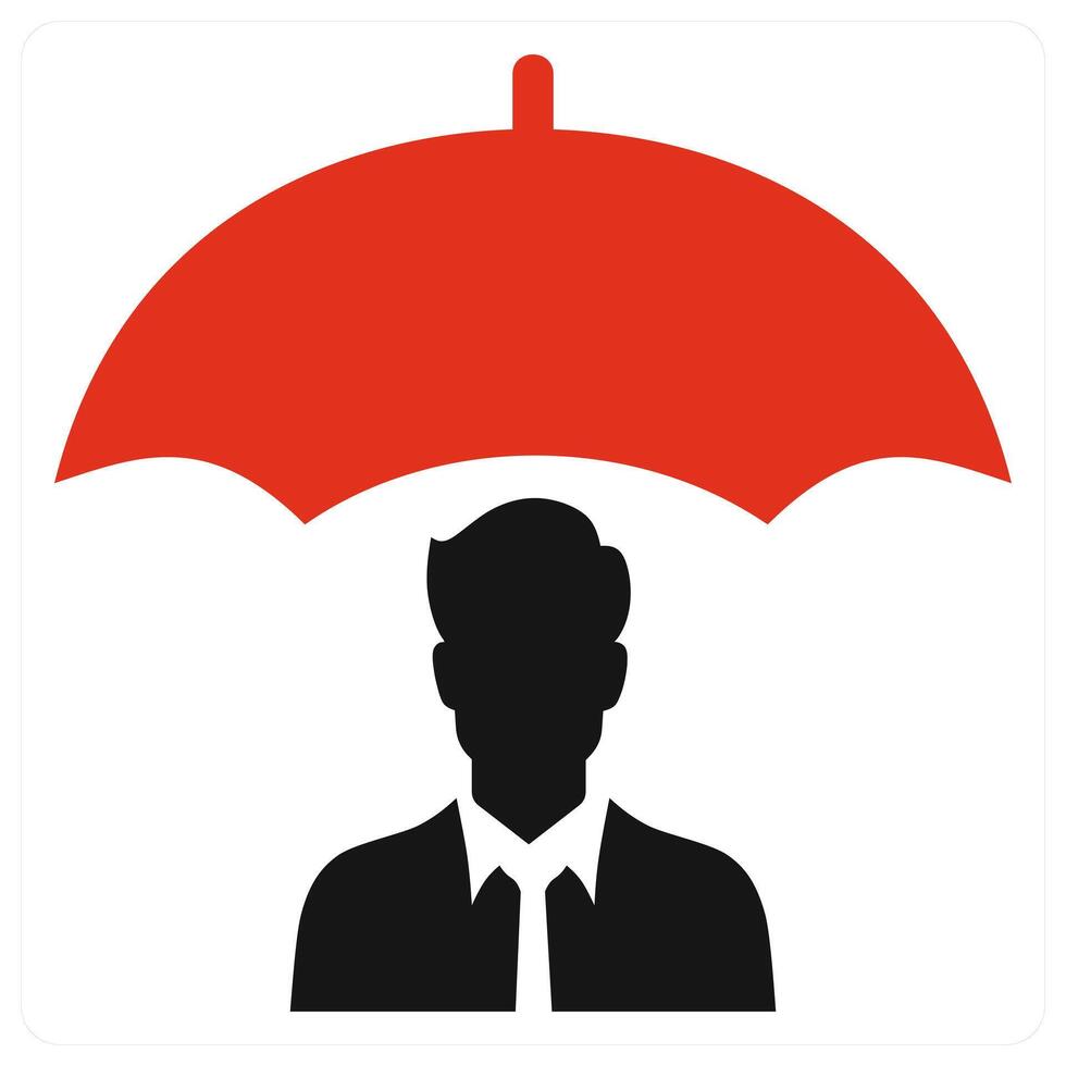 Business Protection icon concept in red color vector