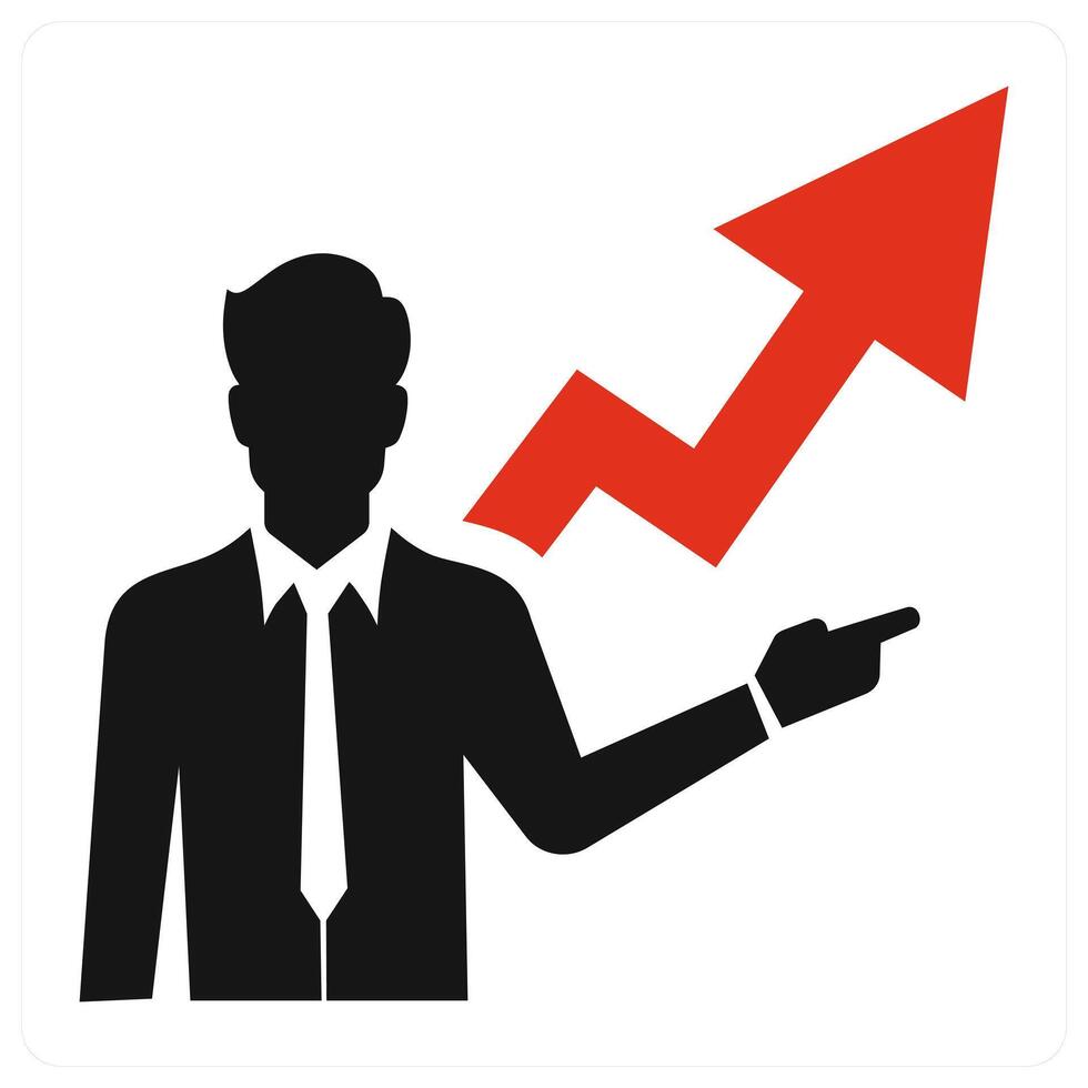 Career Growth icon in red color vector