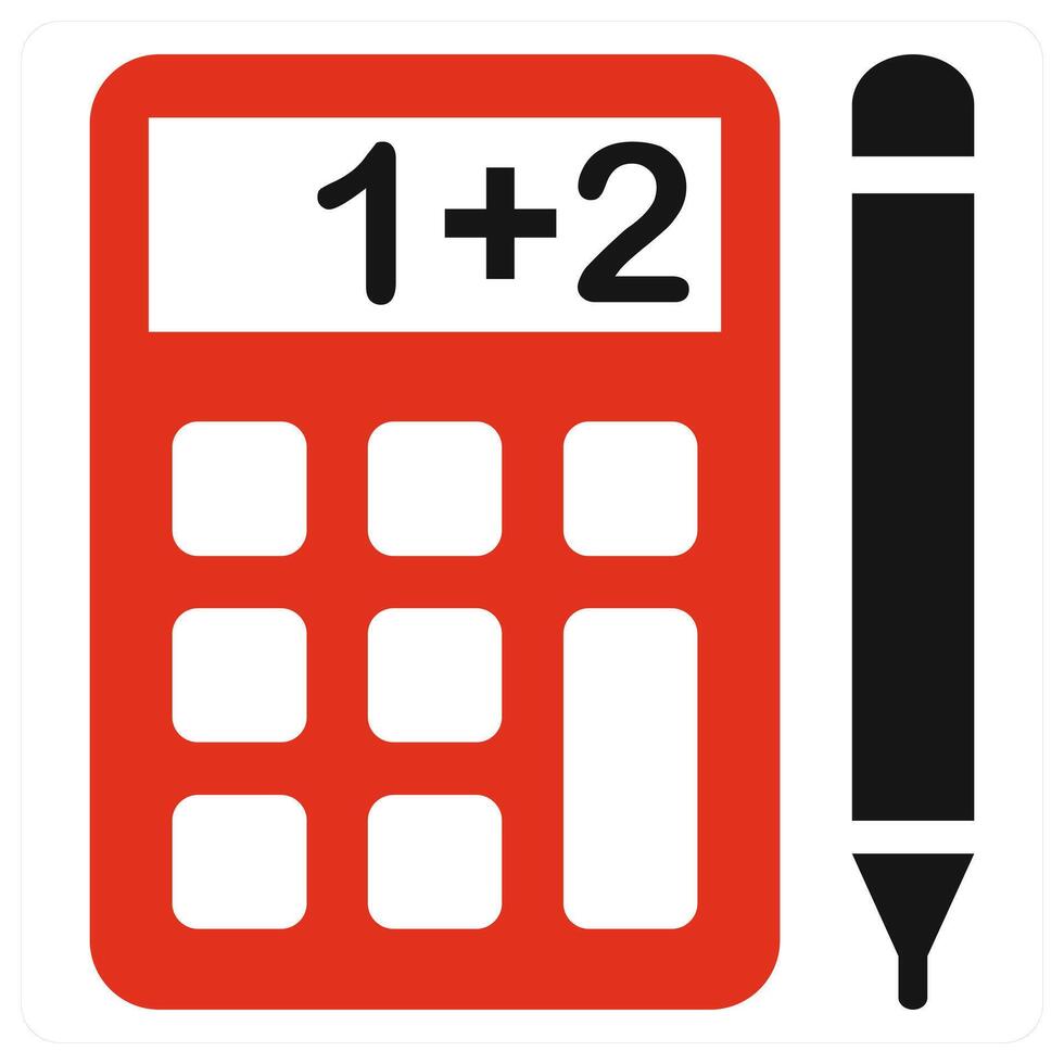 Calculator icon concept in red color vector