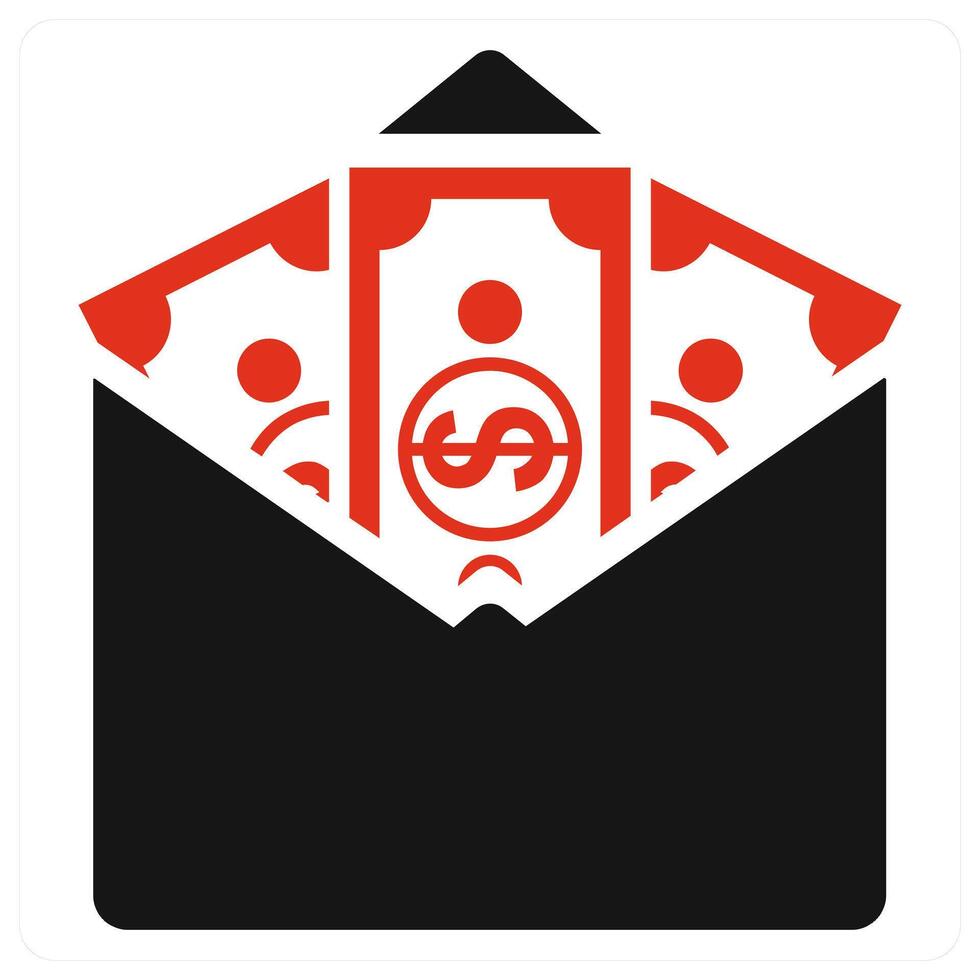 Cash icon concept in red color vector