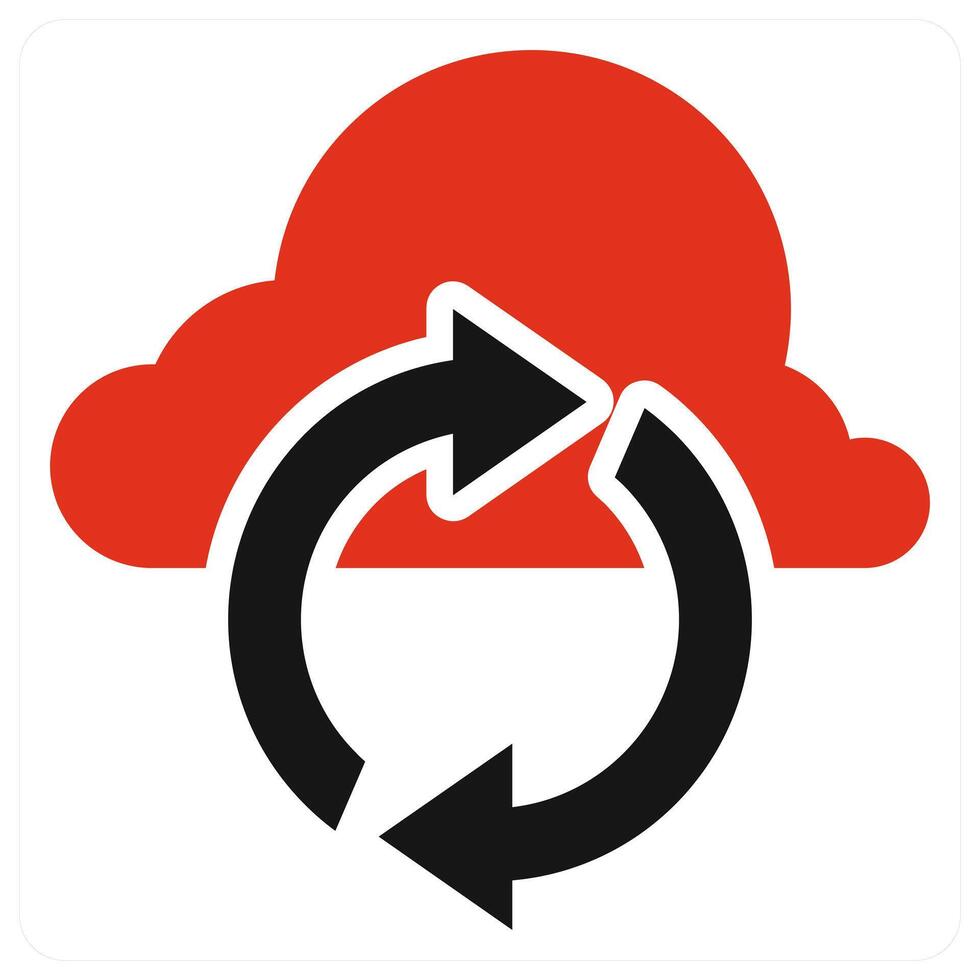 Cloud Update and refresh icon concept in red color vector
