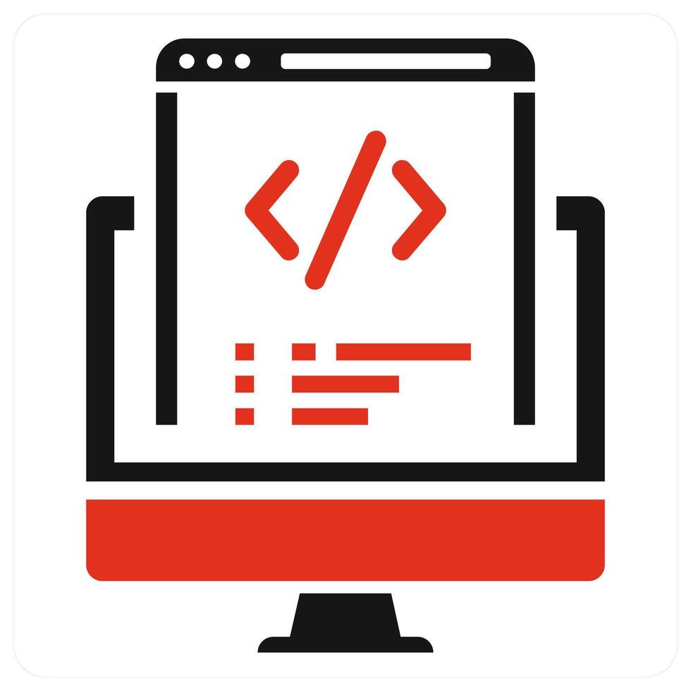 Coding icon concept in red color vector