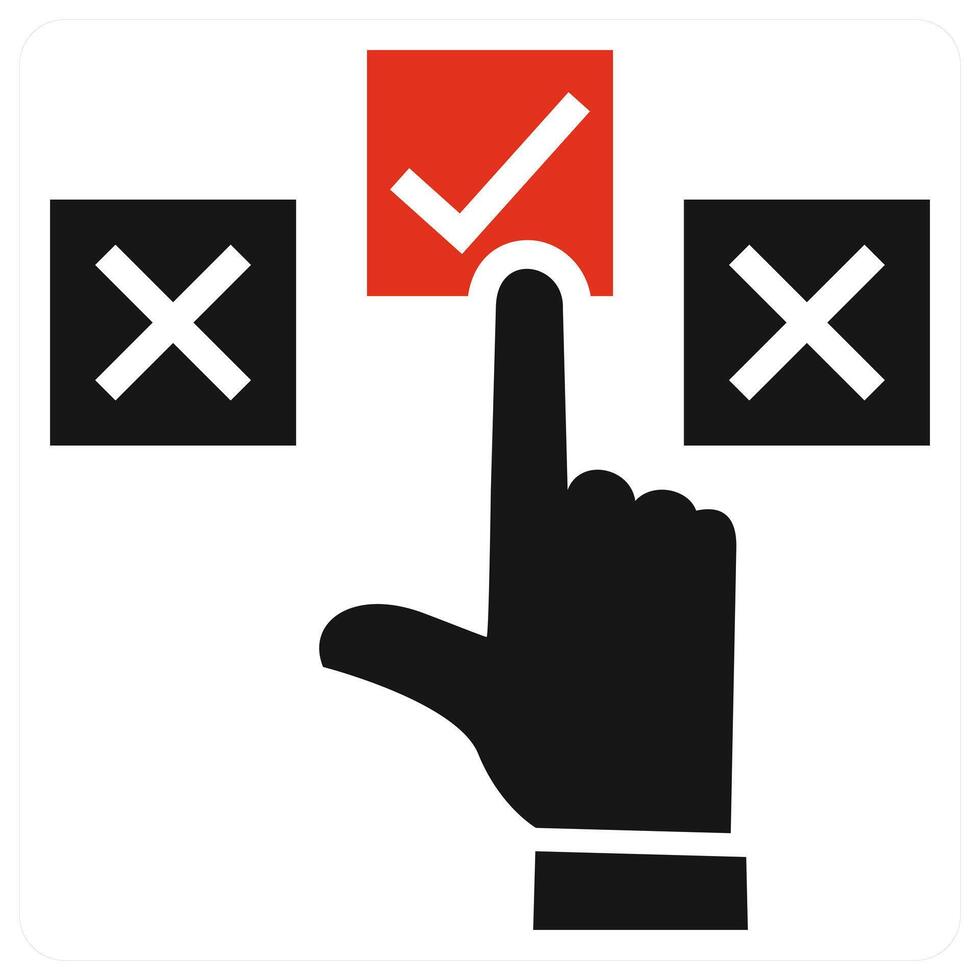 Choice icon concept in red color vector