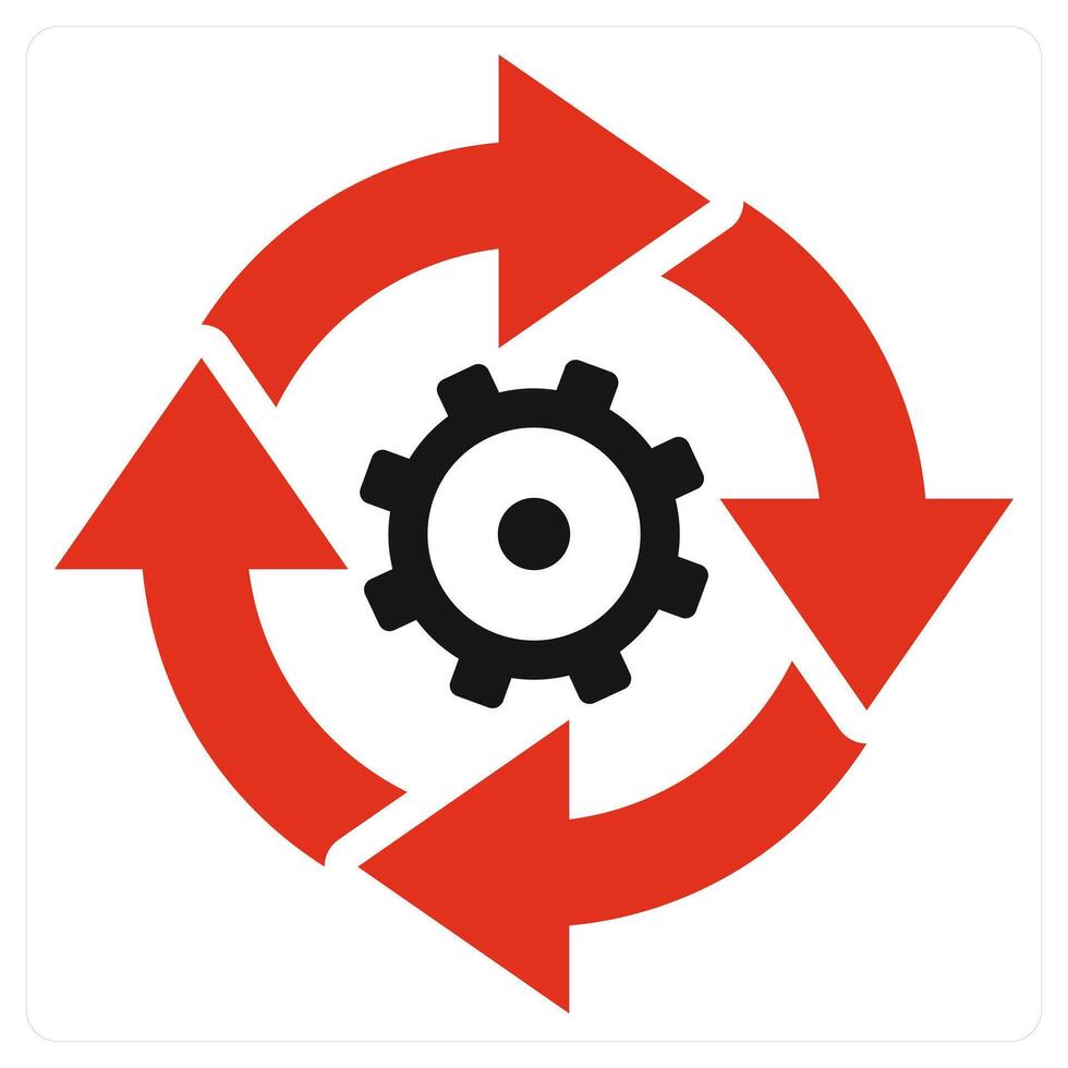 Work Cycle icon concept in red color vector