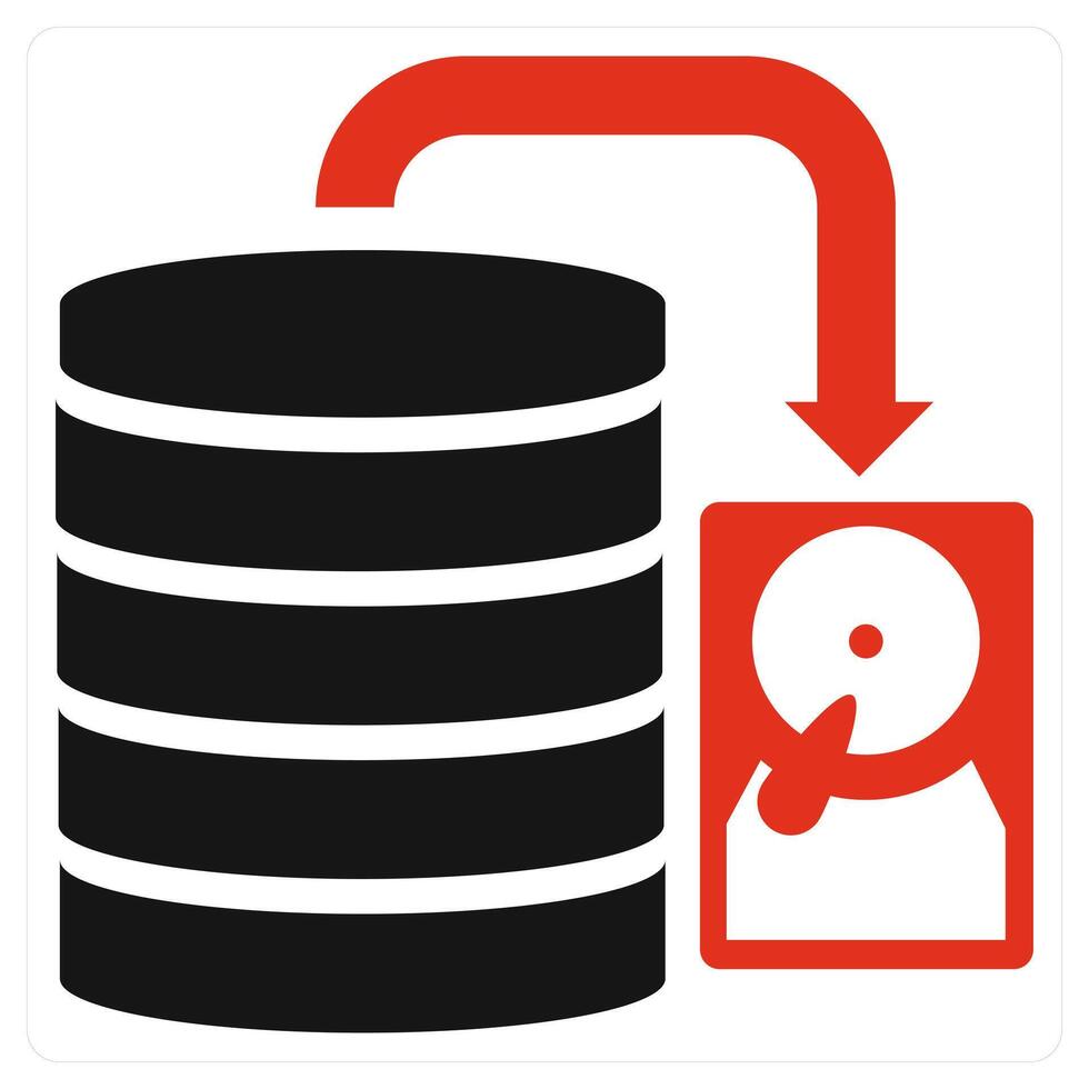 Database and server icon concept in red color vector