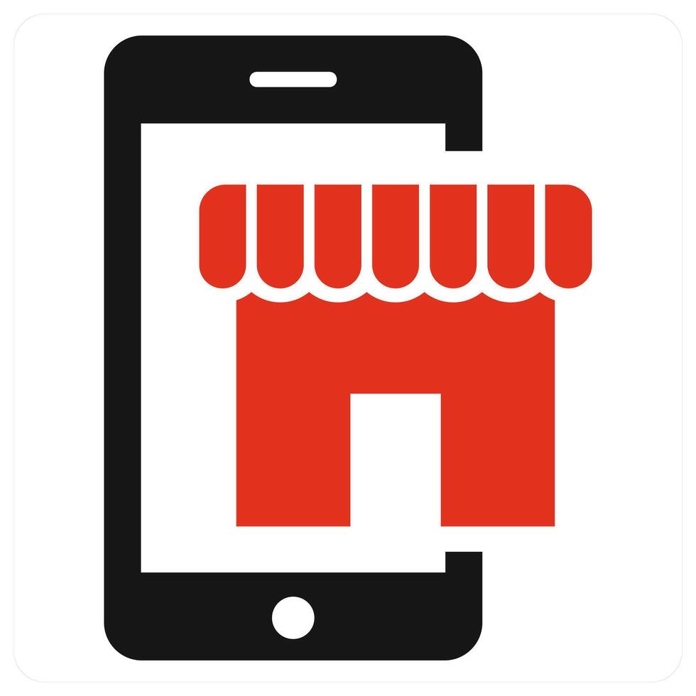 E Shopping concept in red color vector
