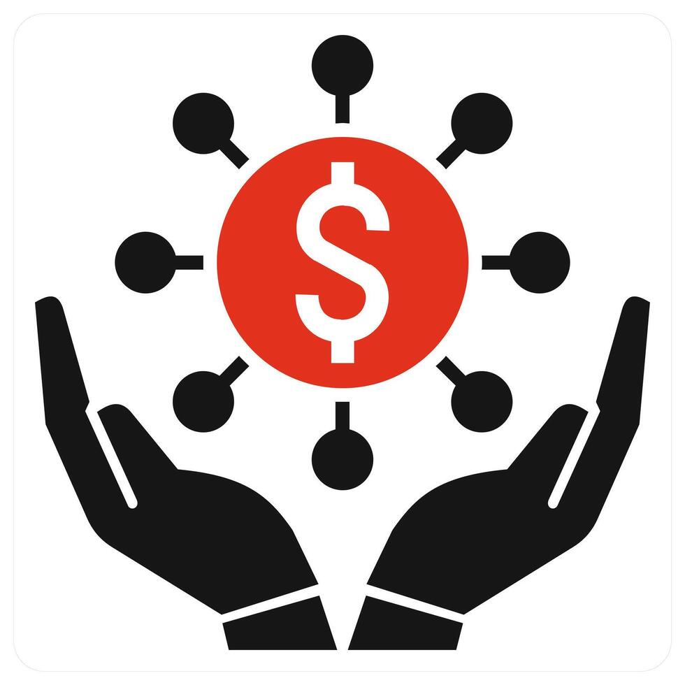 Donation Crowd Funding icon concept in red color vector