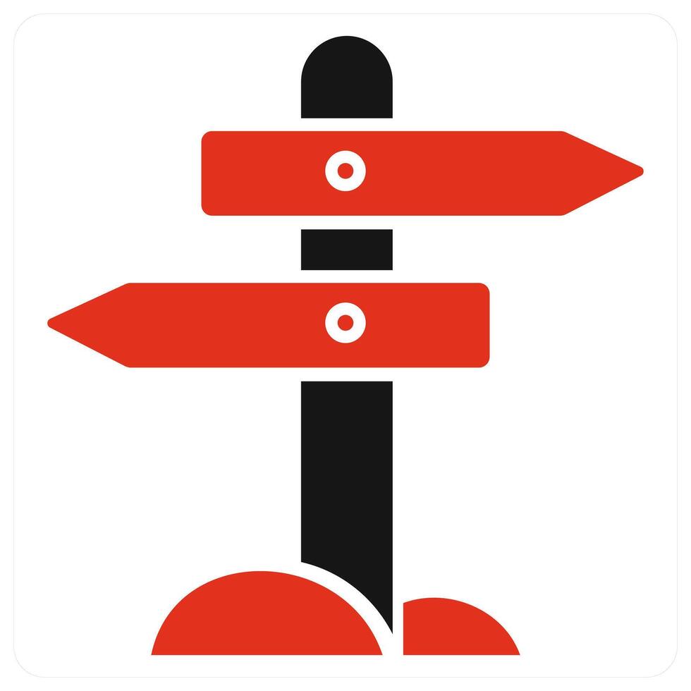 Direction icon concept in red color vector