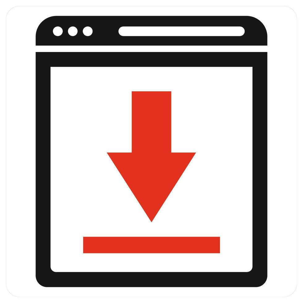 Download Page icon concept in red color vector