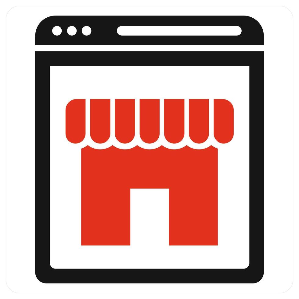 E Shop icon concept in red color vector