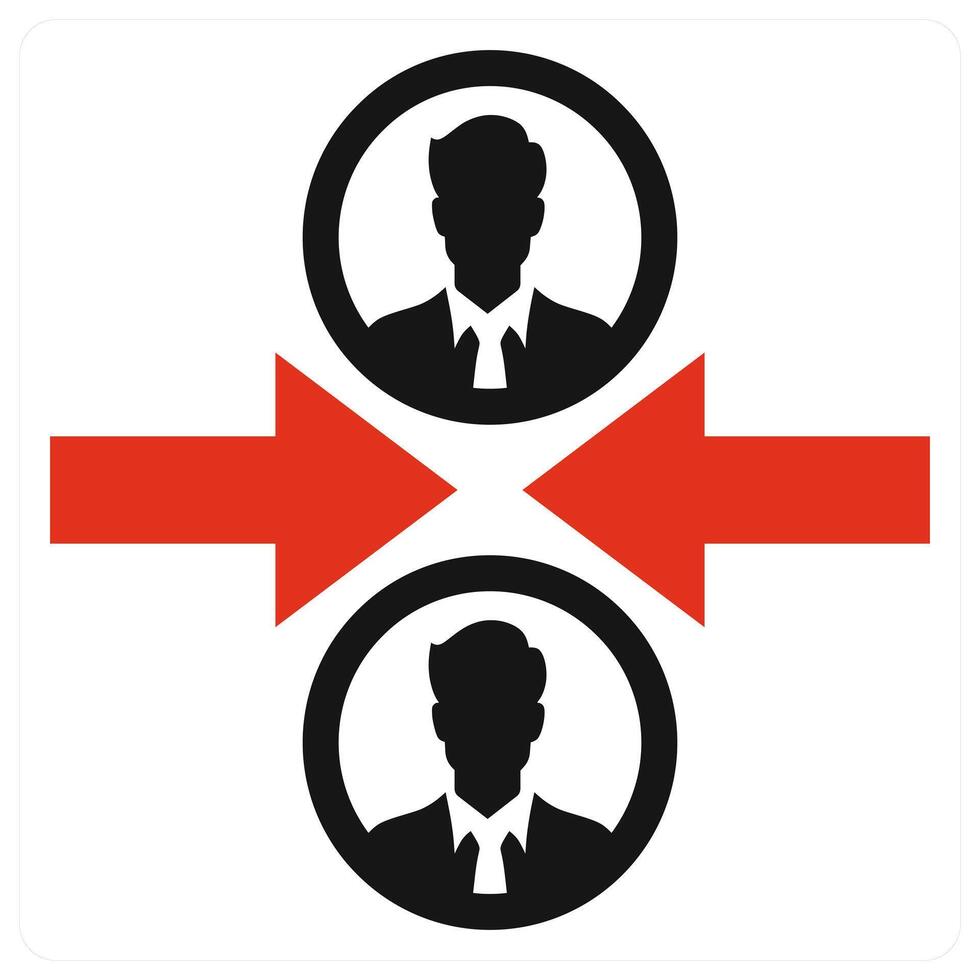 Employee Conflict icon concept in red color vector
