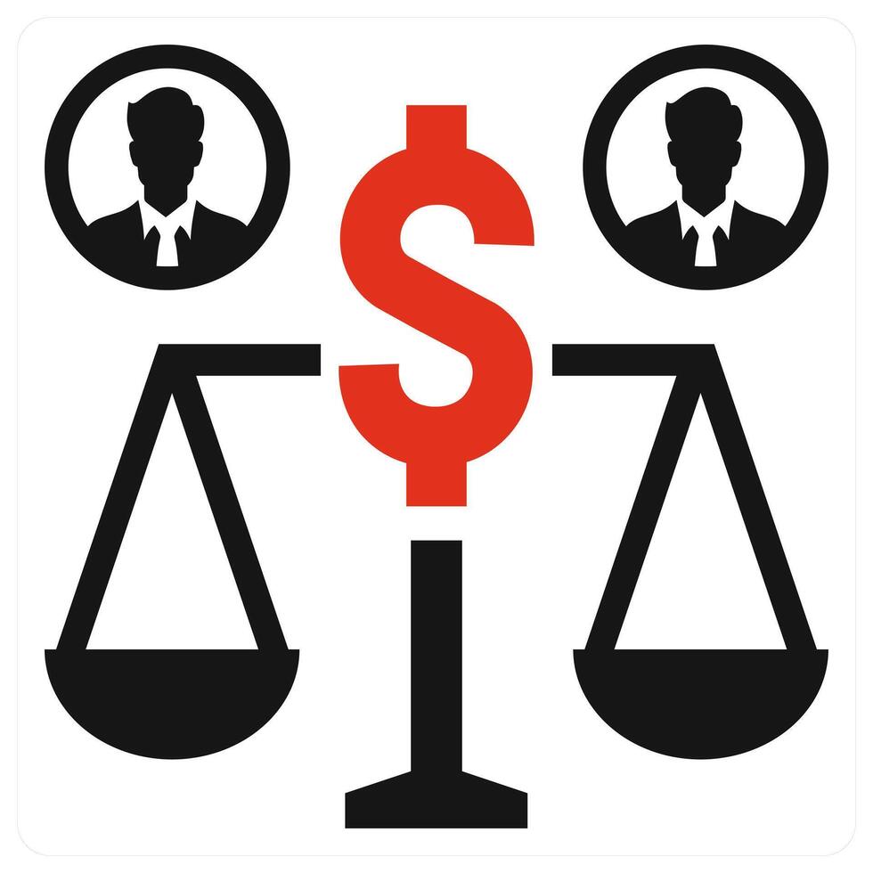 Equity icon concept in red color vector