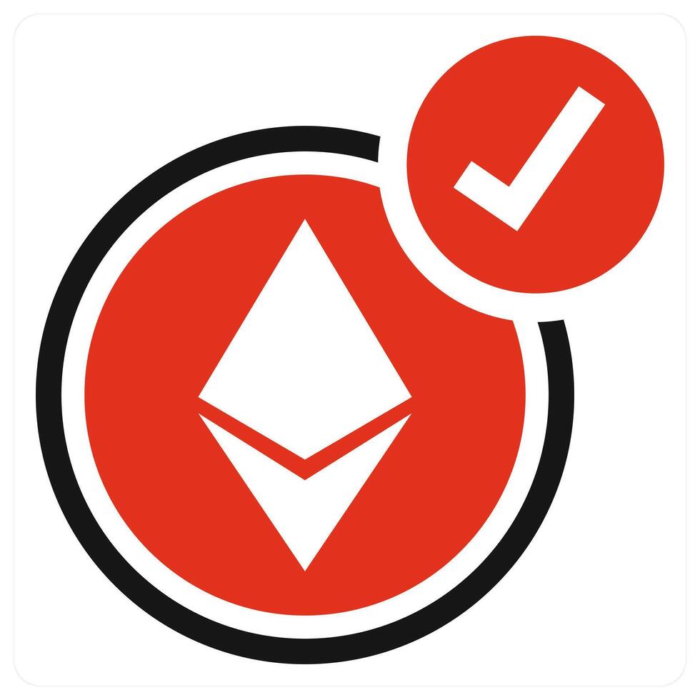 Ethereum Accepted Here icon concept in red color vector
