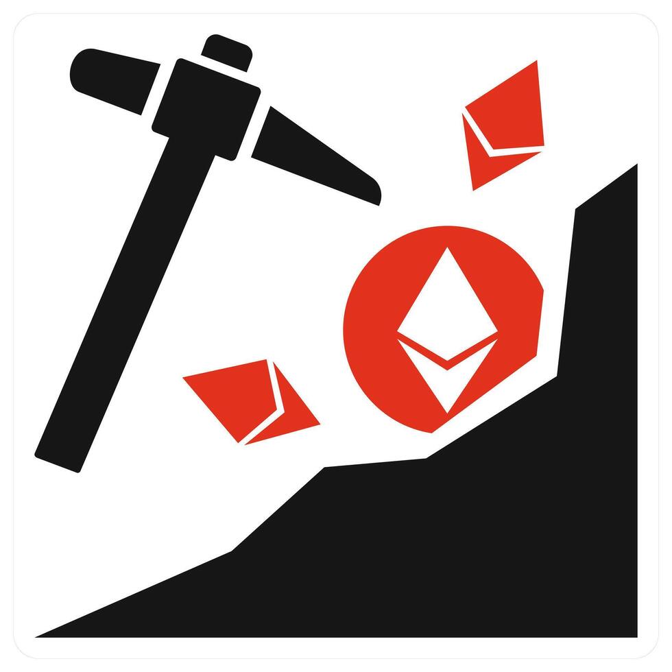 Ethereum Mining icon concept in red color vector