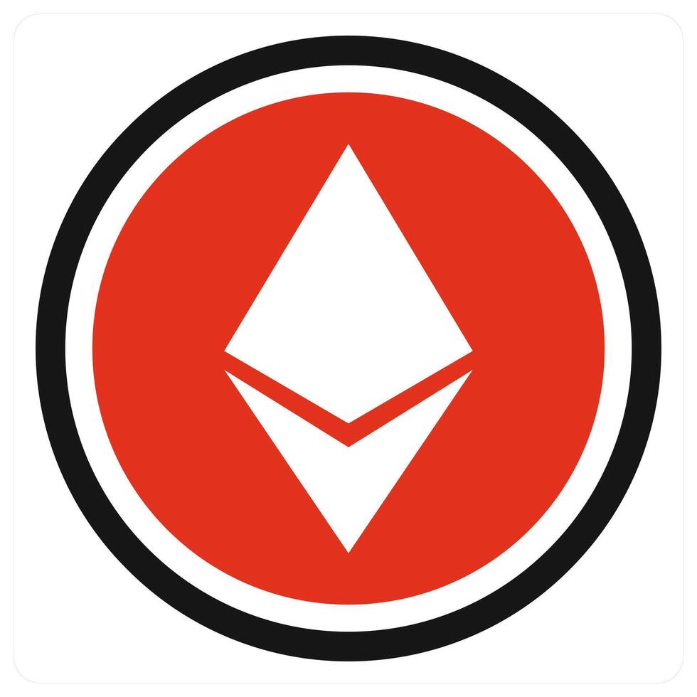 Ethereum icon concept in red color vector