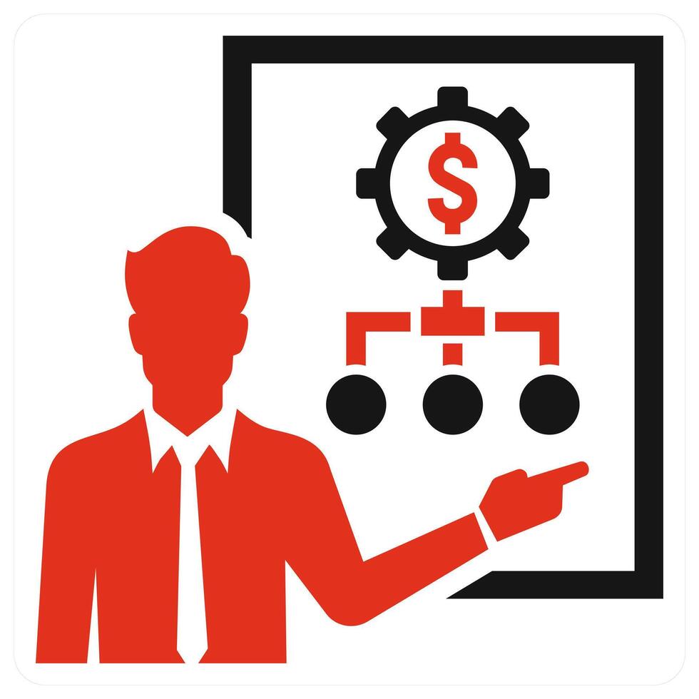 Financial Presentation icon concept in red color vector