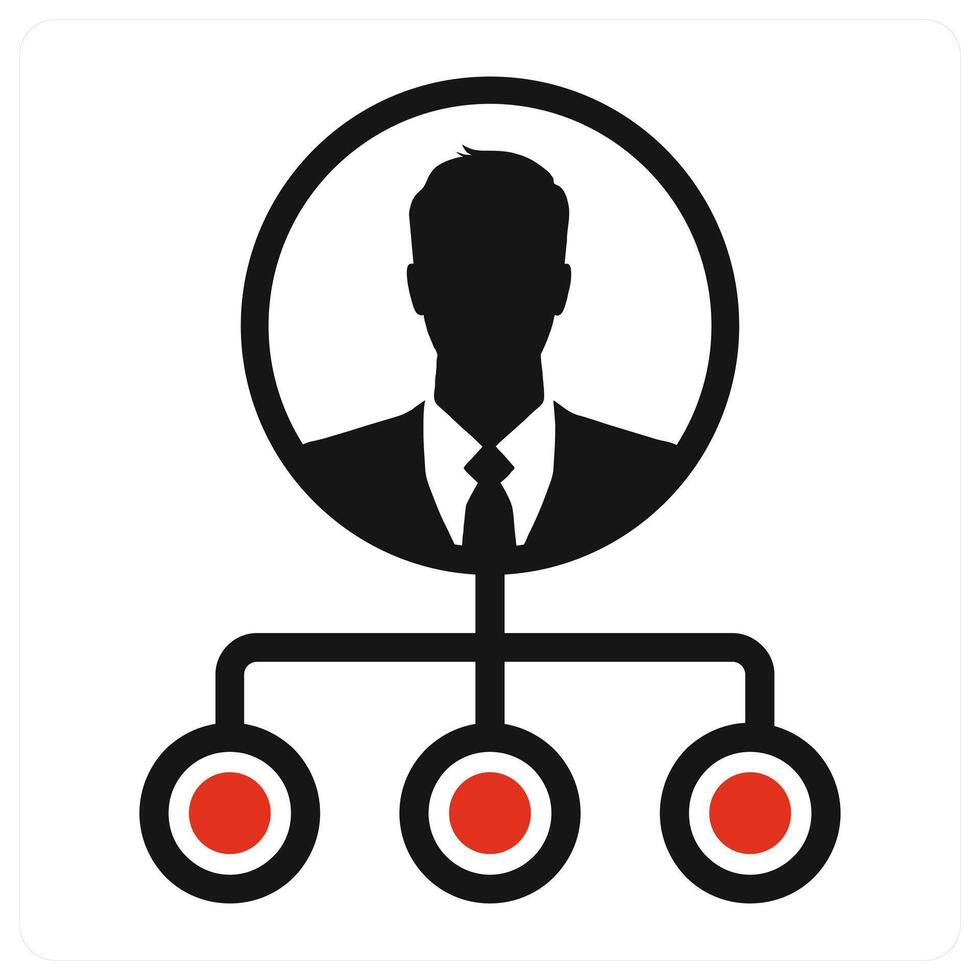 Hierarchy and organization icon concept in red color vector
