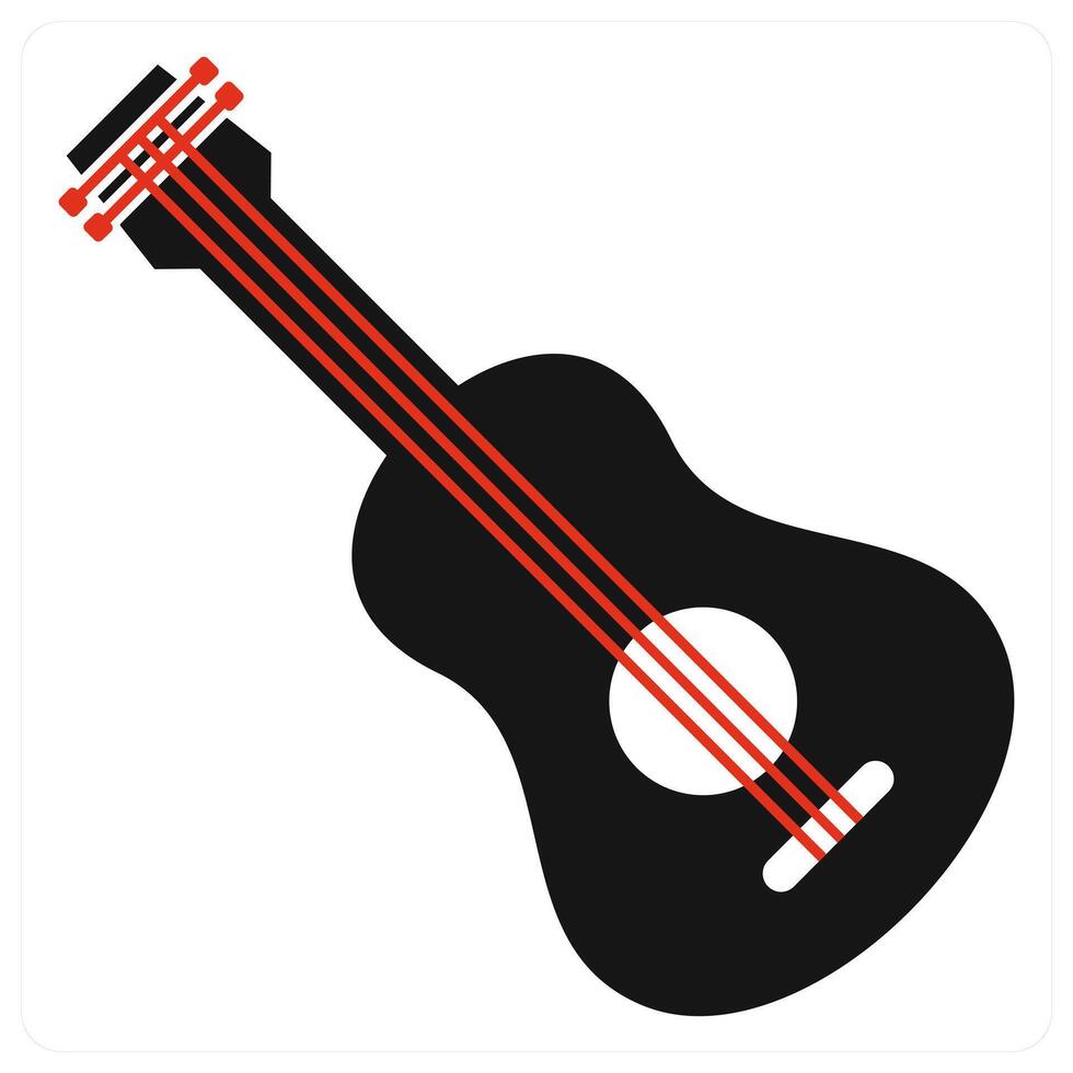 Guitar icon concept in red color vector
