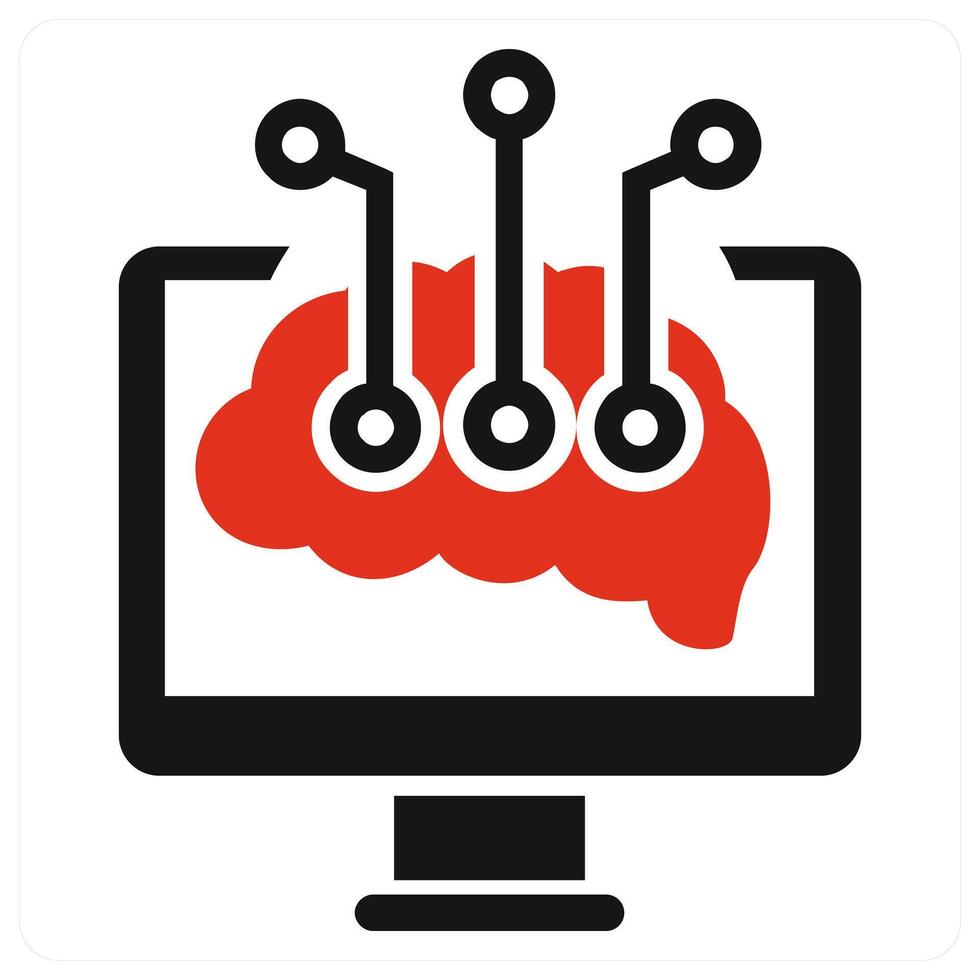 Intelligent Data icon concept in red color vector