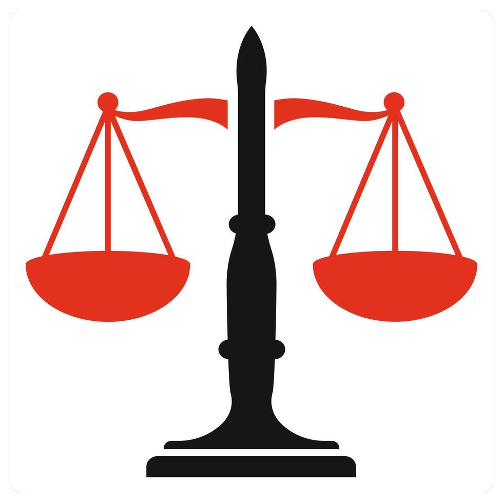 Justice icon concept in red color vector