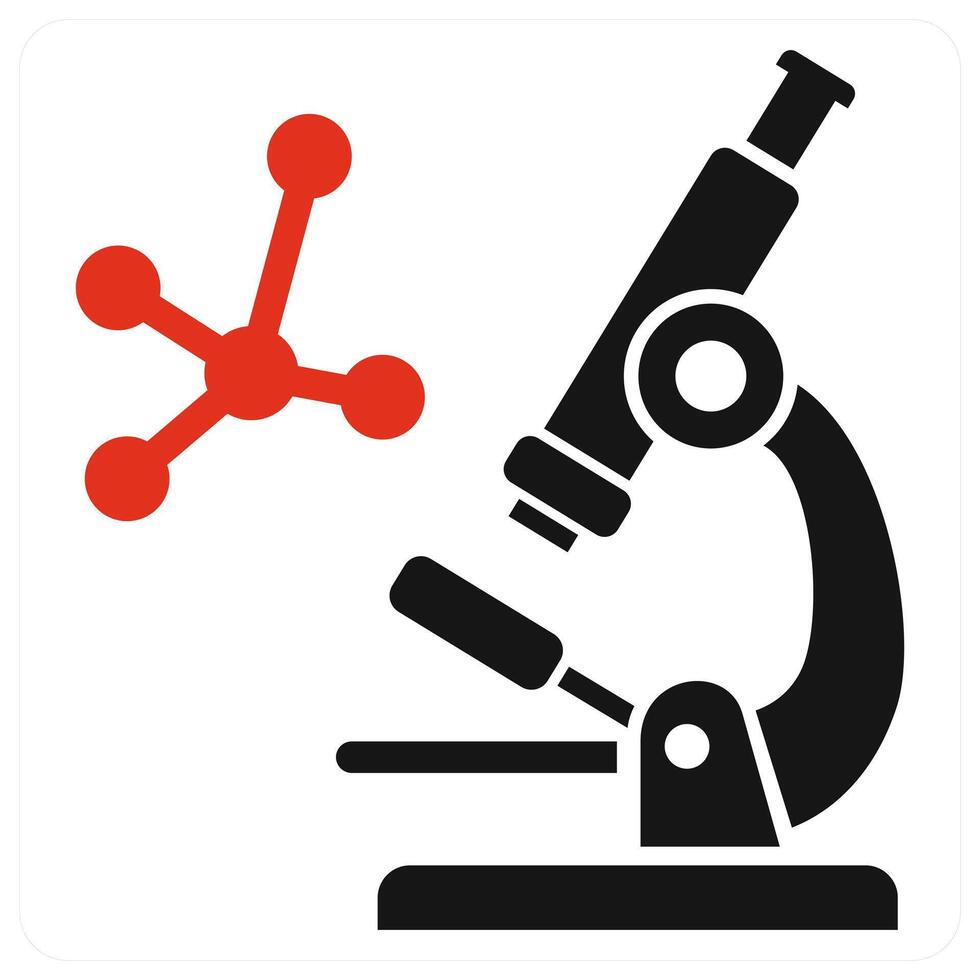 Microscope icon concept in red color vector