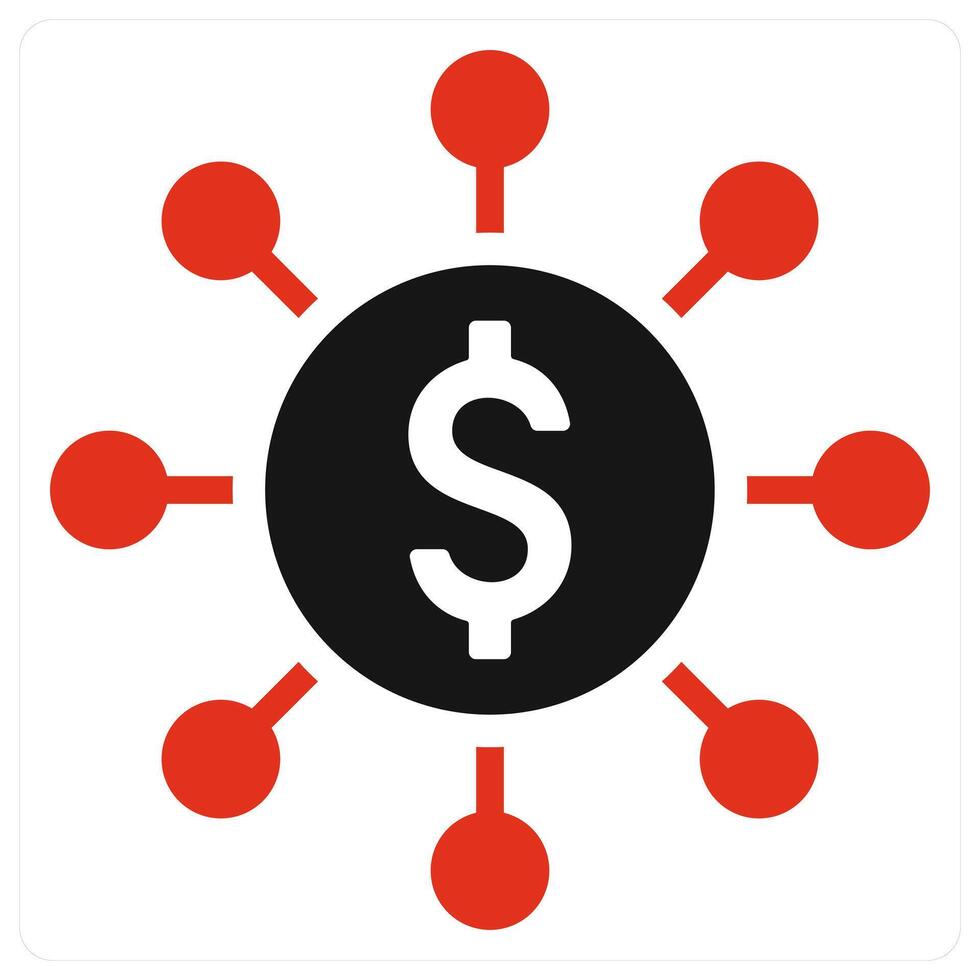 Money Allocation icon concept in red color vector