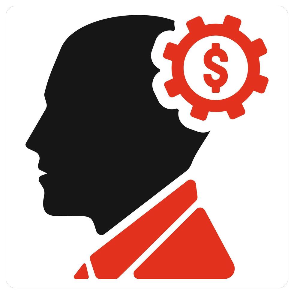 Money Mind icon concept in red color vector