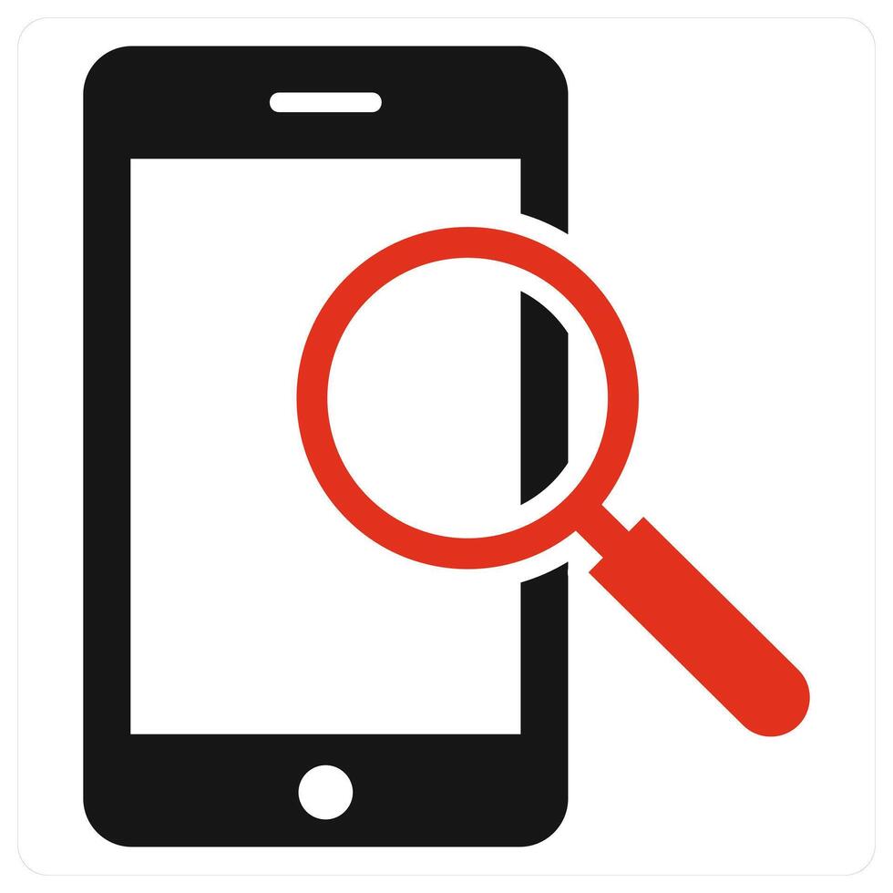 Mobile Search icon concept in red color vector