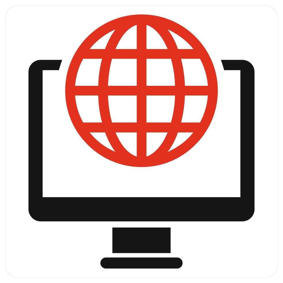 Web Browser icon concept in red color vector